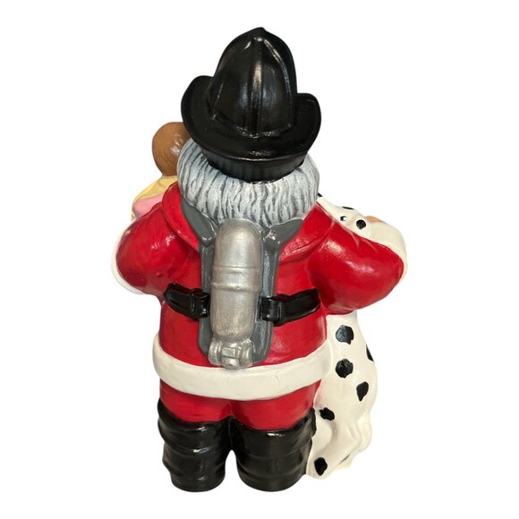 Firefighter Santa Figurine – Painted Ceramic – 1990s Holiday Decor – 9" Tall - Picture 2 of 4